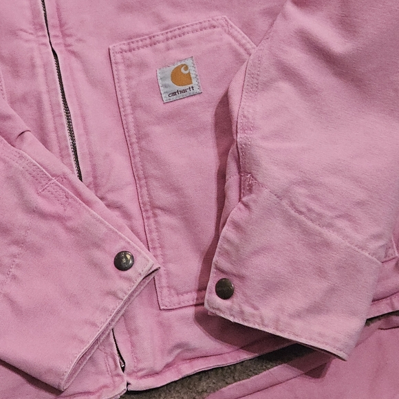 Vintage Women's Pink Carhartt Brown Sherpa-Lined Jacket Coat - Picture 6 of 15